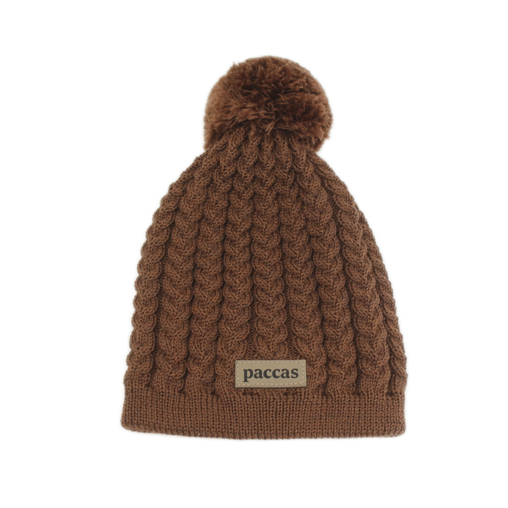 Palmikkopipo - 100% merinovillaa - ruskea