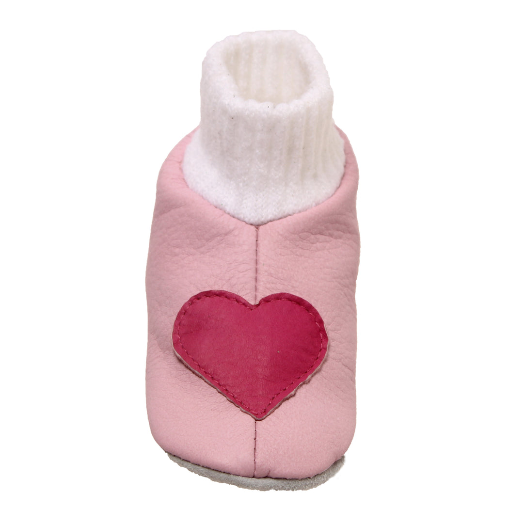 Slippers-deer leather-pink-heart