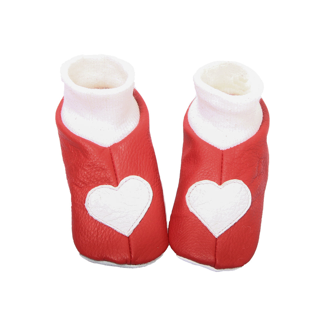 Slippers-deer leather-red-heart