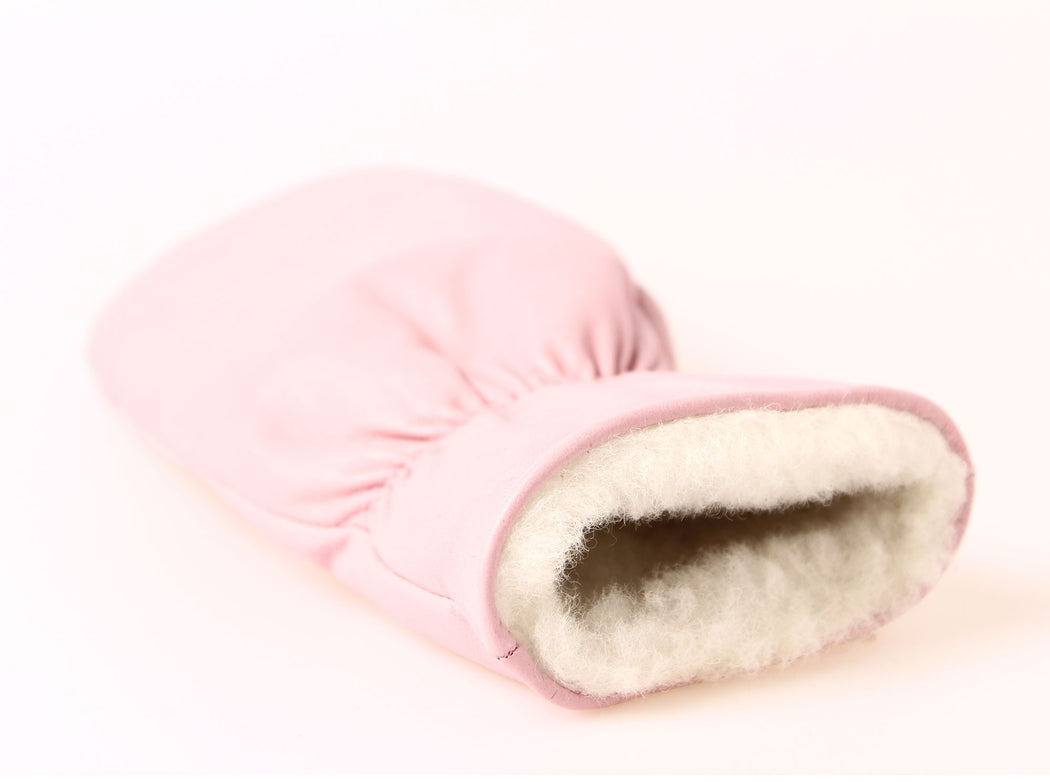 Women's Mittens - Sheep's leather - 100% Merino wool - Pink