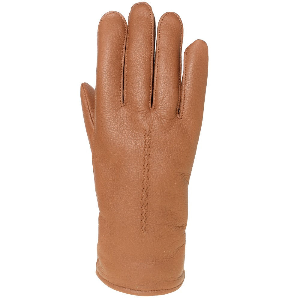 Men's Fingers - Deer leather - Merino wool - Cognac