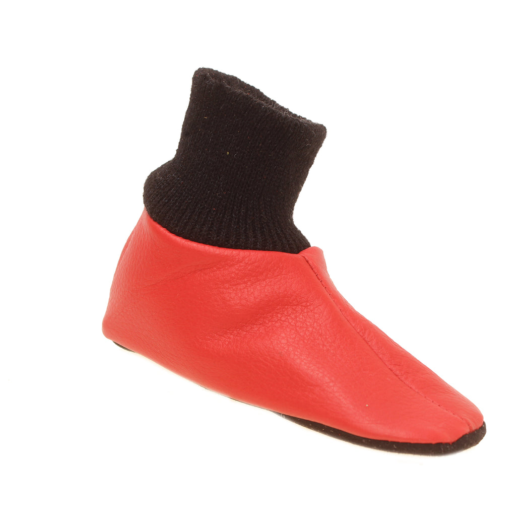 Slippers-Deer leather Red