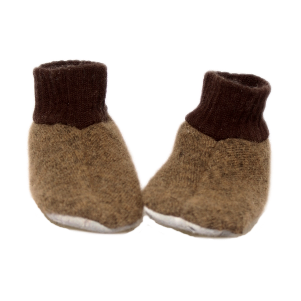 Tossut-huovutettu merinovilla- aitoturkis pohjallinen- ruskea