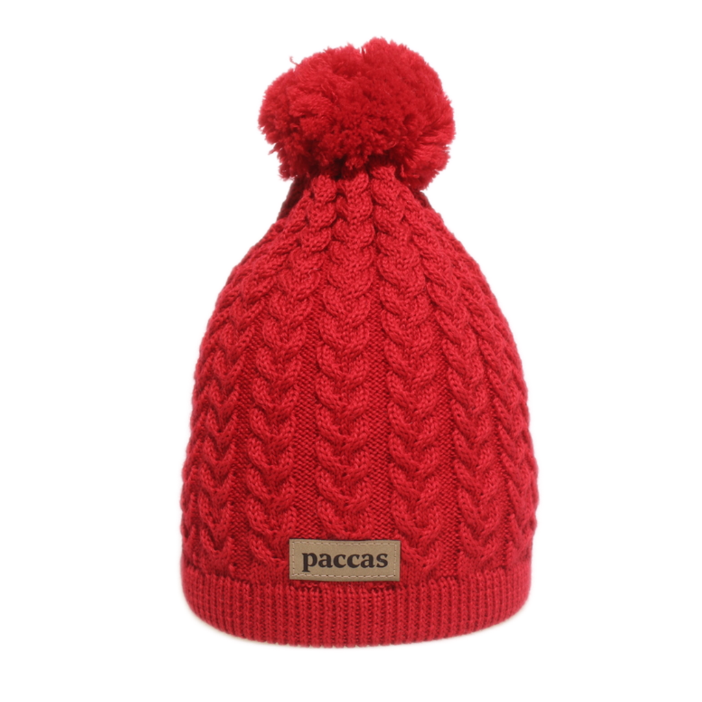 Palmikkopipo - 100% merinovillaa - punainen