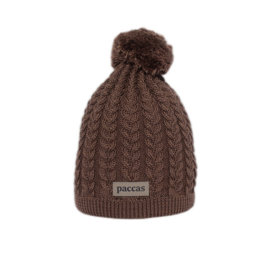 Palmikkopipo - 100% merinovillaa - ruskea